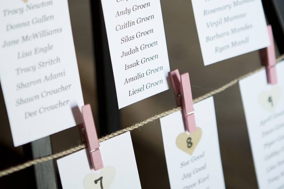 *Seating ChartPhotographer: Erin Keough PhotographyVenue: Strock's Barn / Mechanicsburg, PA