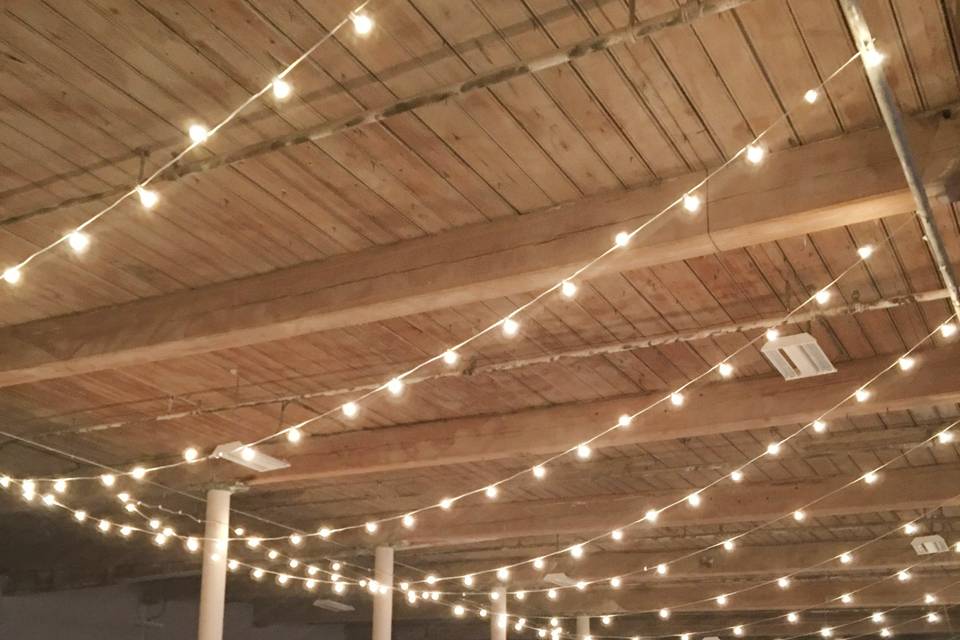 Bistro lights..exposed beams