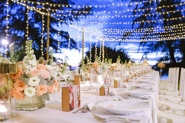 Twinkle Light Dinner Setup