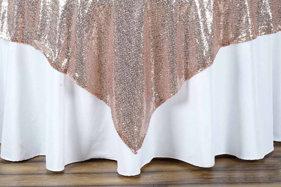 Rose gold sequin overlay