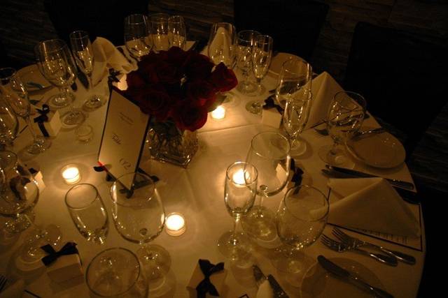 Table setup with centerpiece