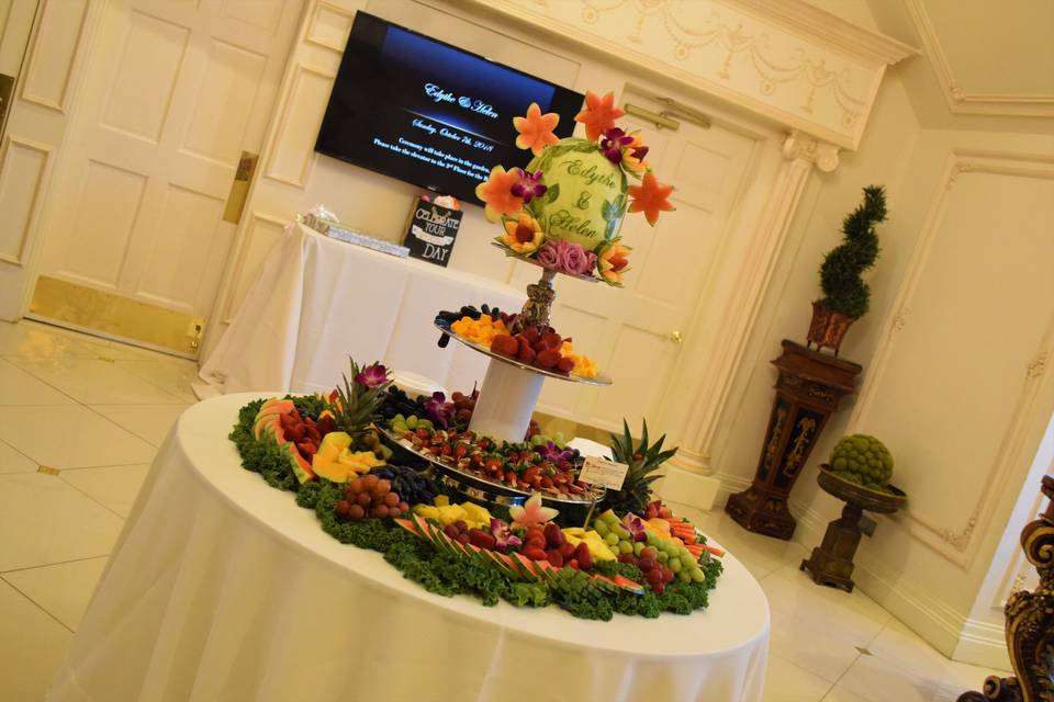 Fancy fruit and cheese display