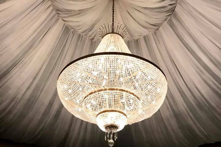 Atrium draping & chandelier