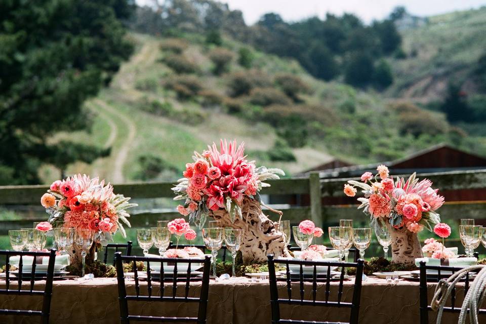 Reception table and floral decor