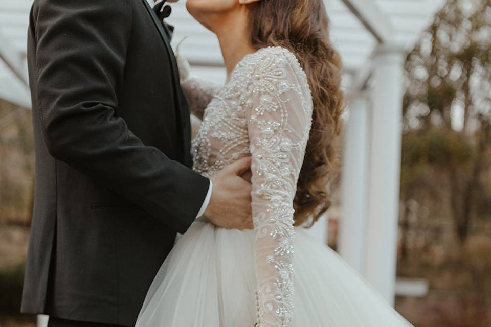 Dress and bouquet