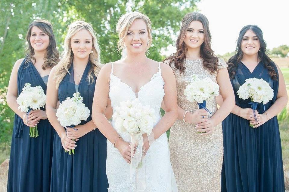 bride and her bridesmaids