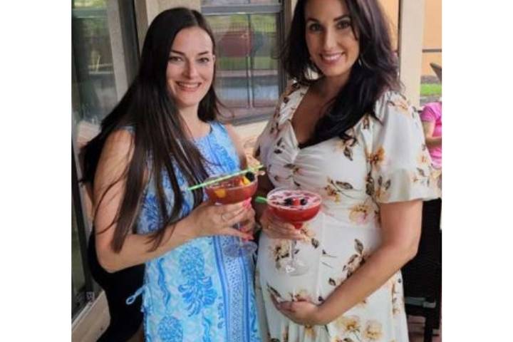 Expecting Mom enjoys the bar!