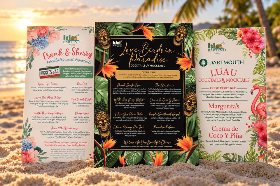 Custom cocktail and mocktail menus