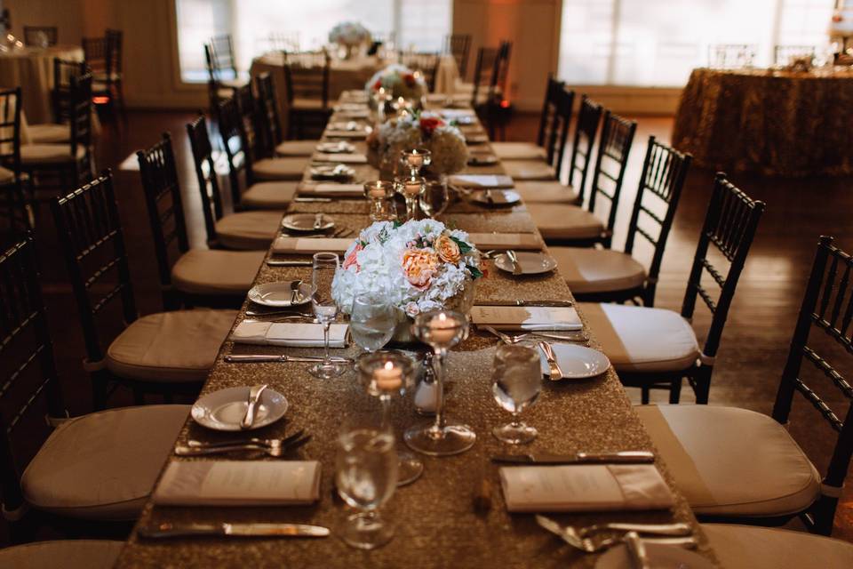 Table setup with candle and