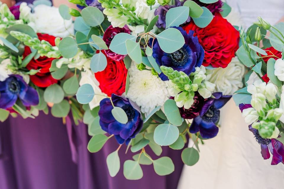 All white and greenery bouquet