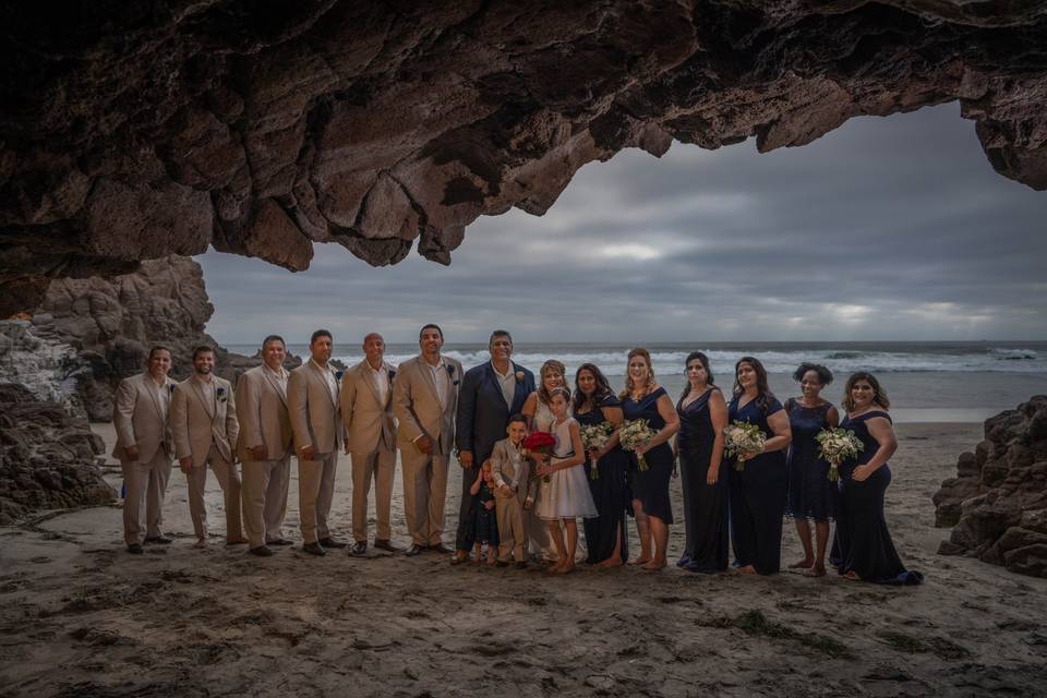 Wedding party in cave