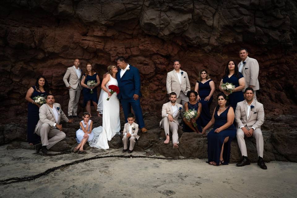 Posed group shot on beach