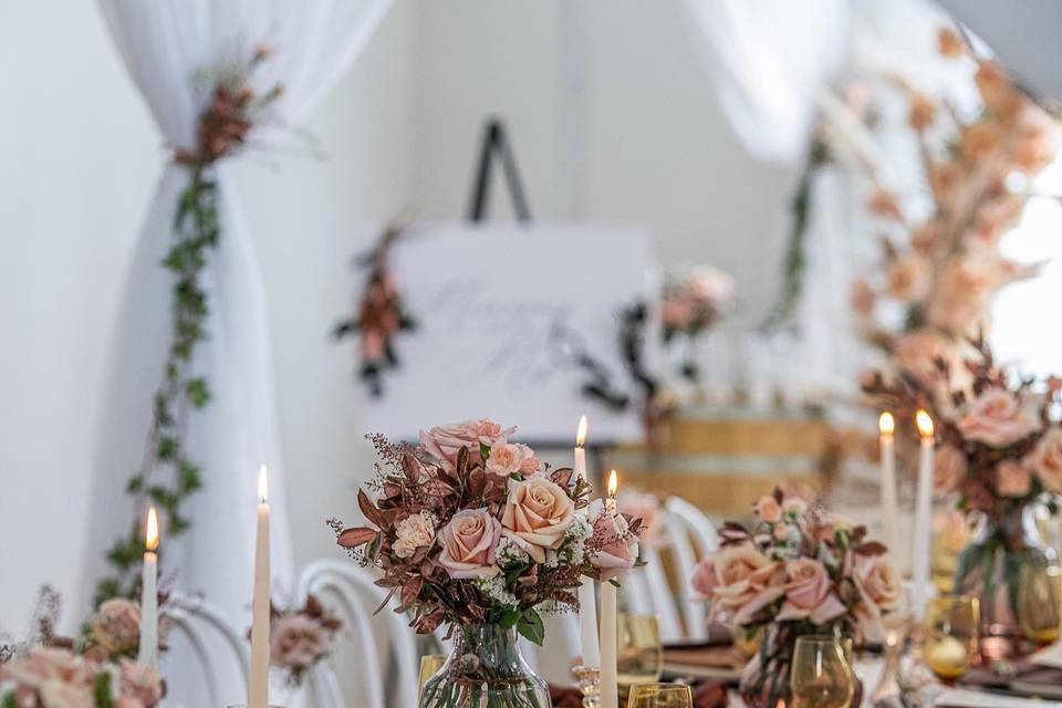 Candles and floral centerpieces