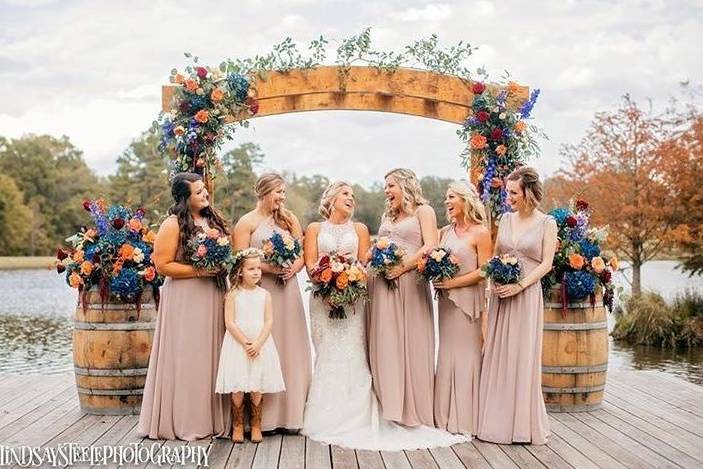 The bride with her bridesmaids