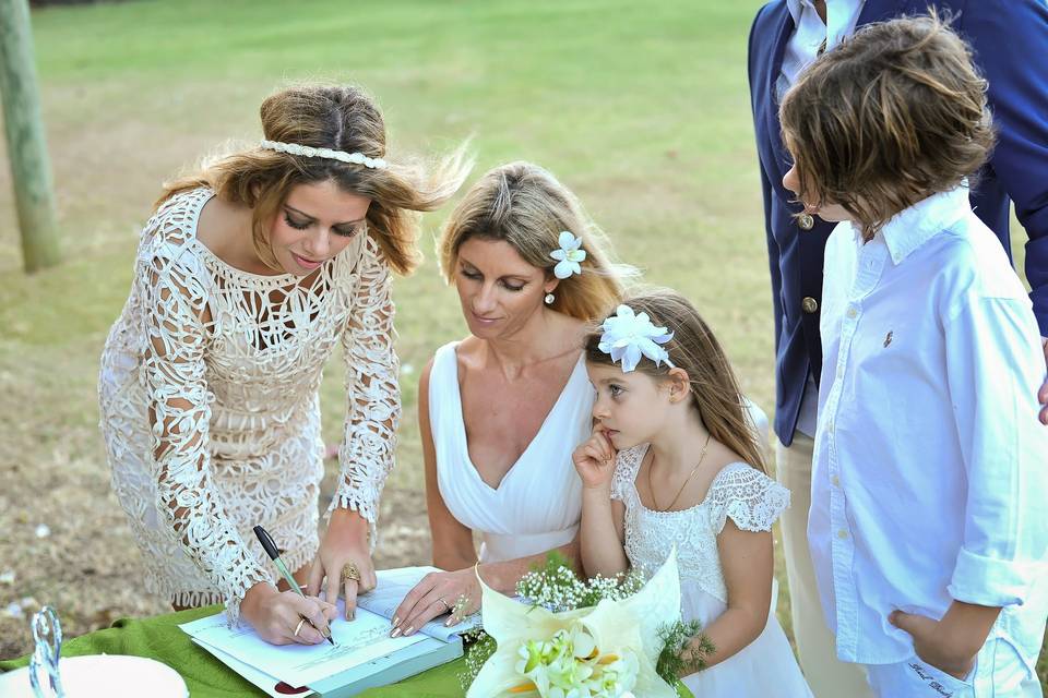 The bride with friends