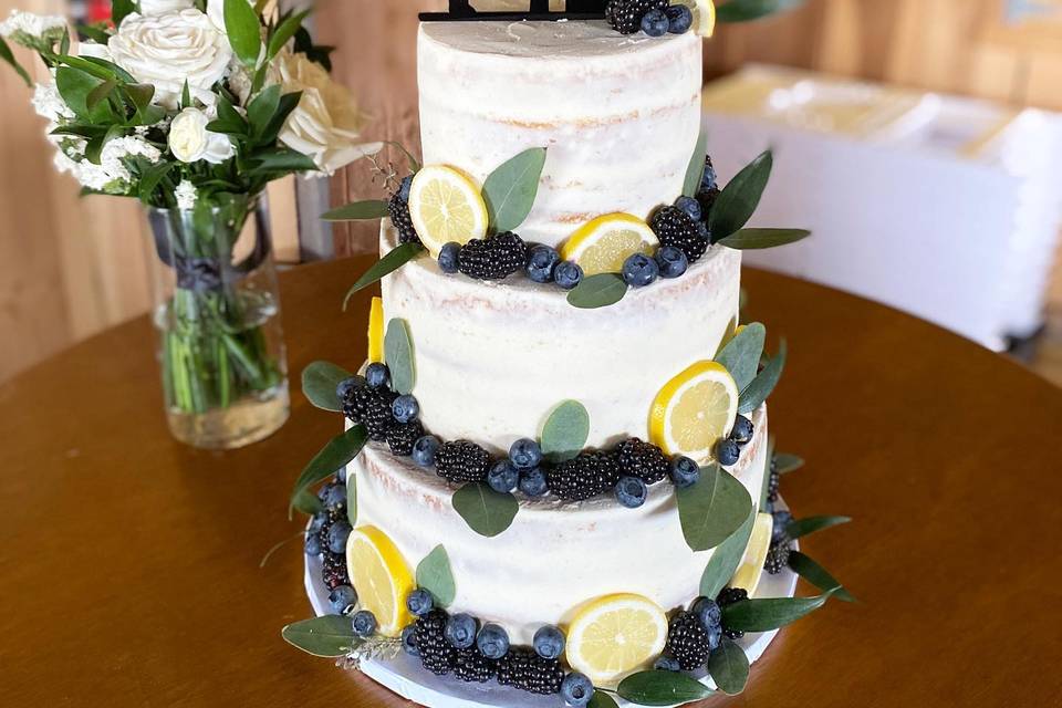 3 Tier Semi-Naked with Berries