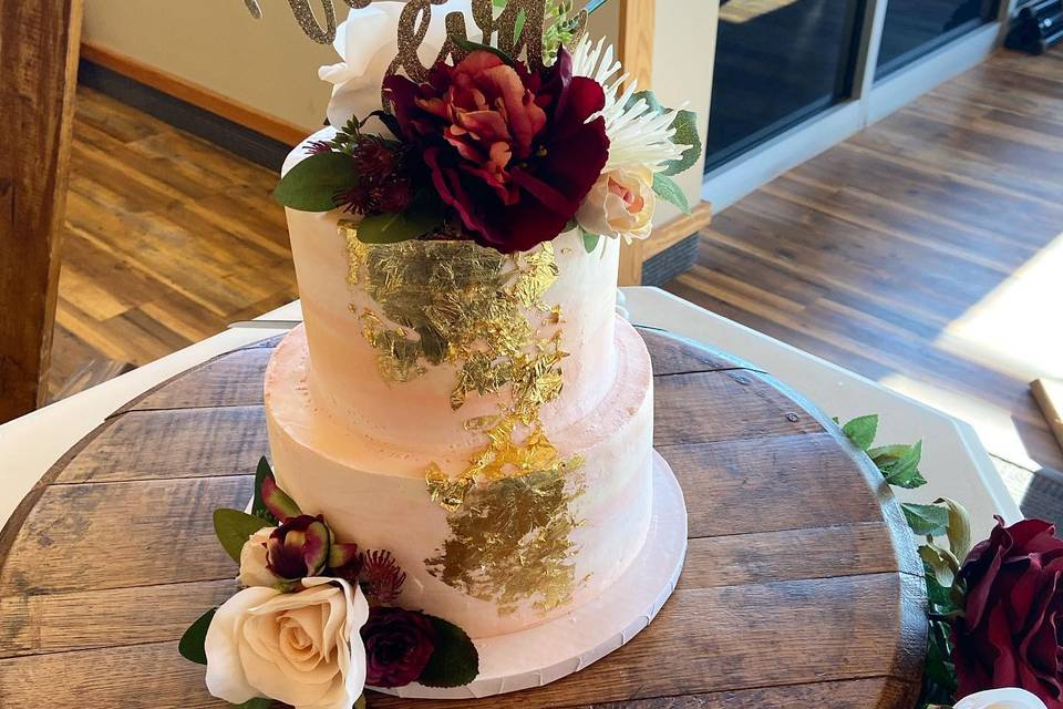 2 Tier Blush and Gold Leaf