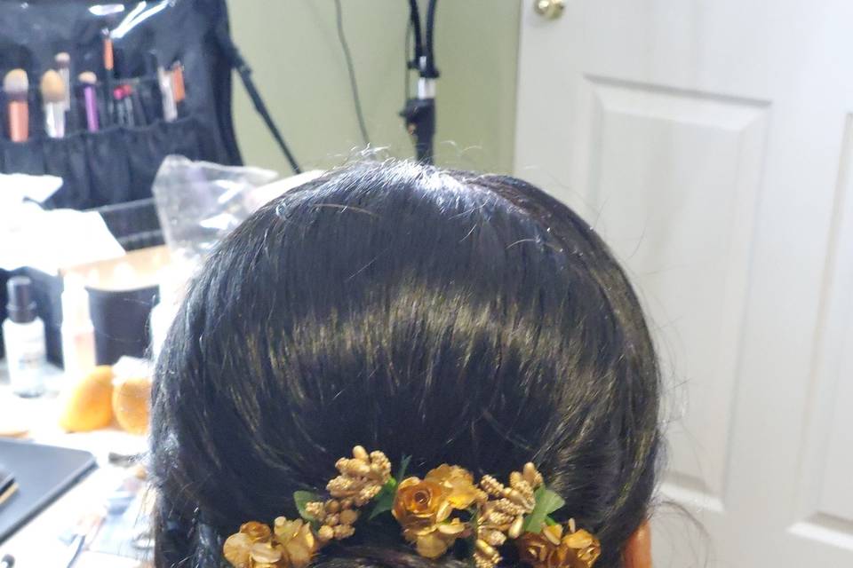 Texted floral updo