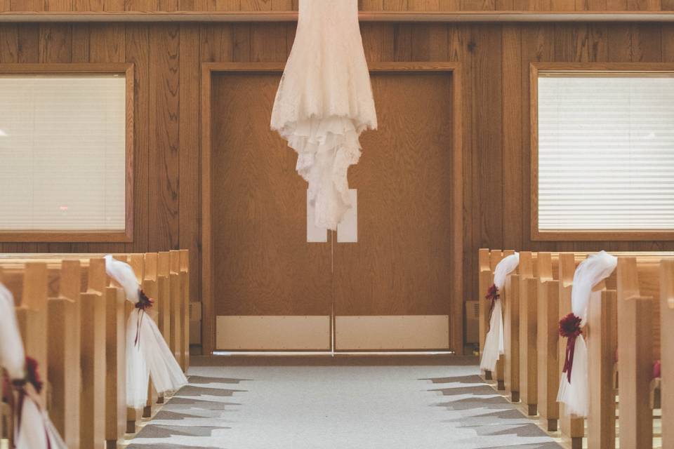 Wedding dress in the church