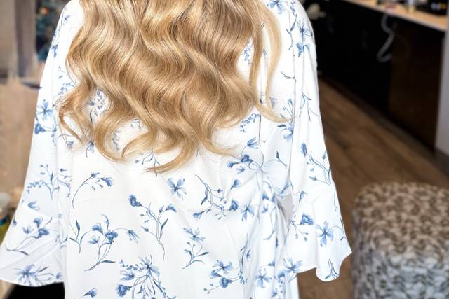 Soft Hollywood waves half up