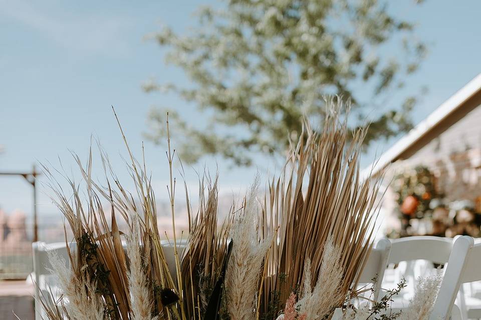 Boho ceremony florals