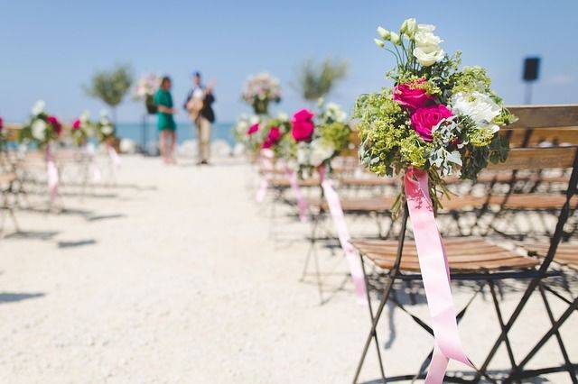 Wedding reception by the beach