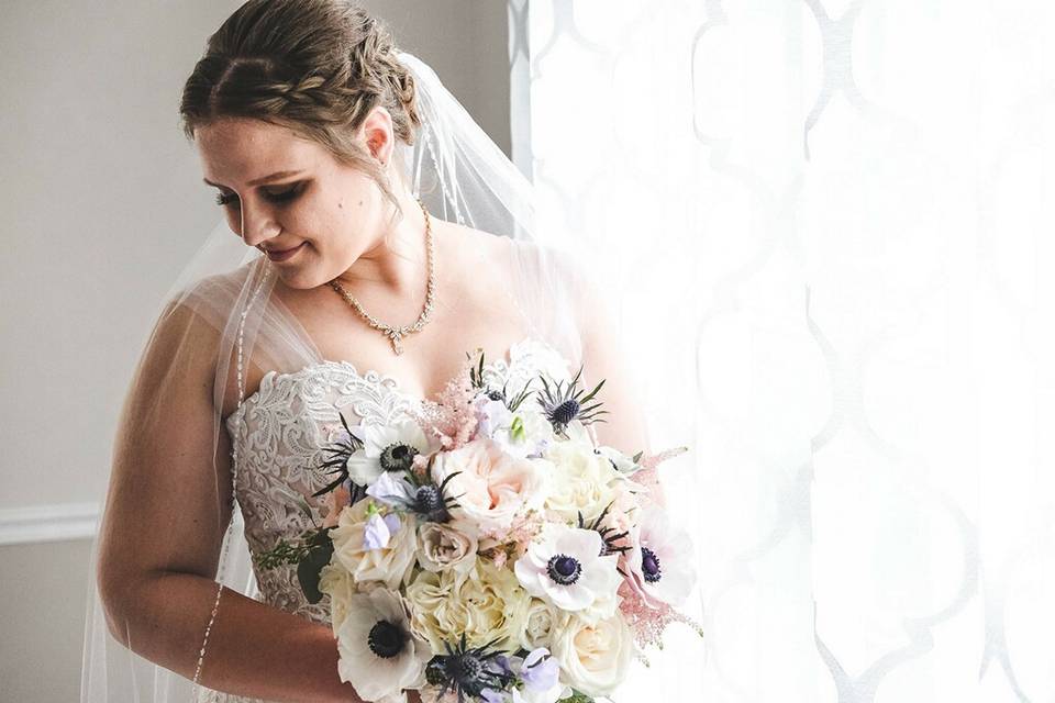 Blush and blue bouquet