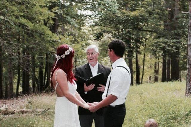 Intimate ceremony in the woods