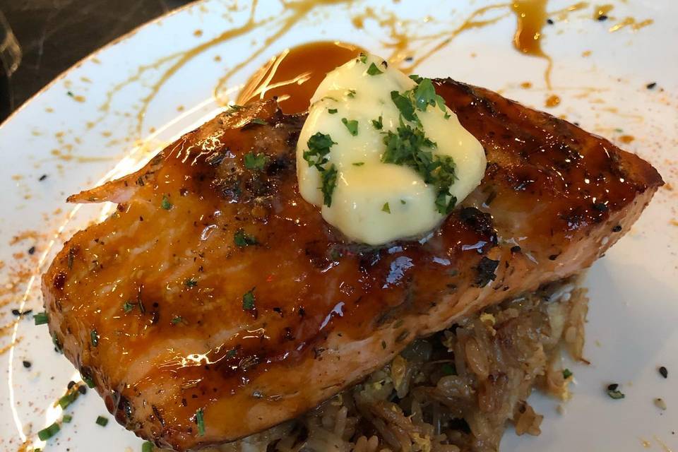 Baked Salmon with Fried Rice
