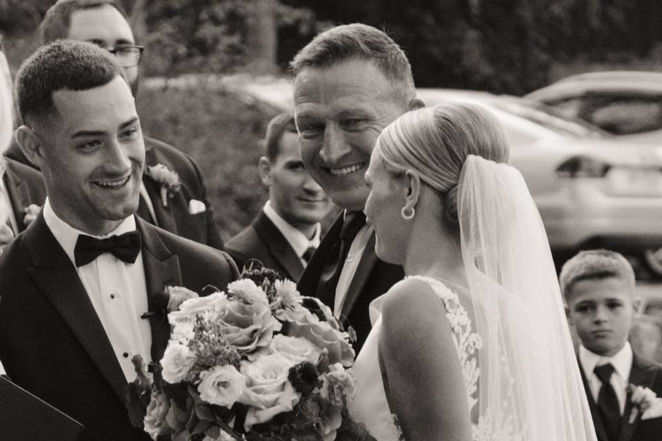 Father walking daughter down a