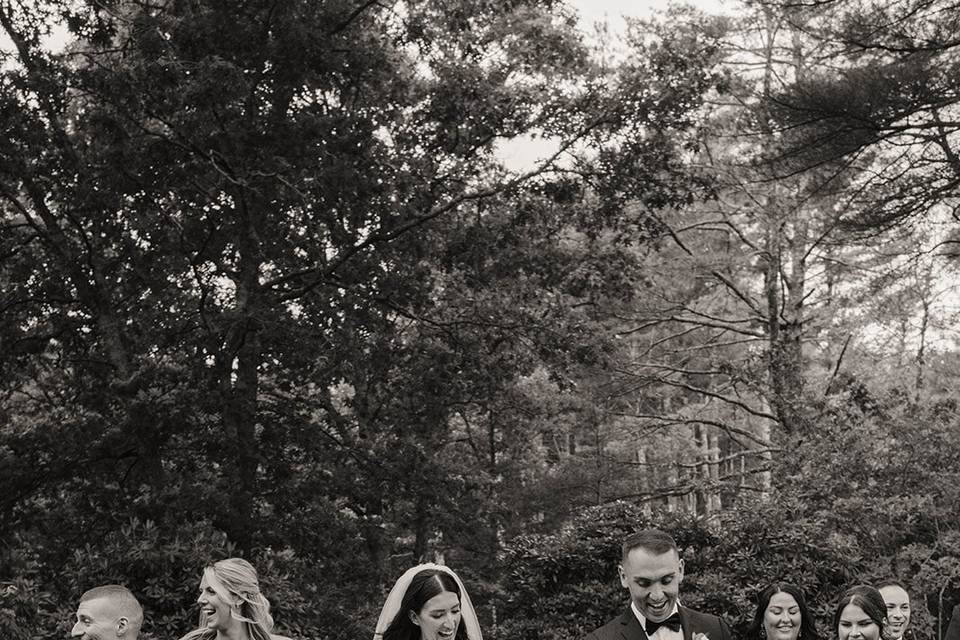 Wedding party with dog