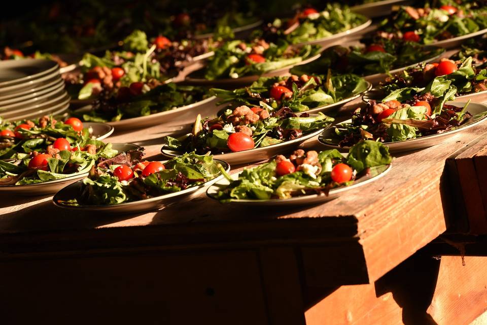 Plated wedding salads