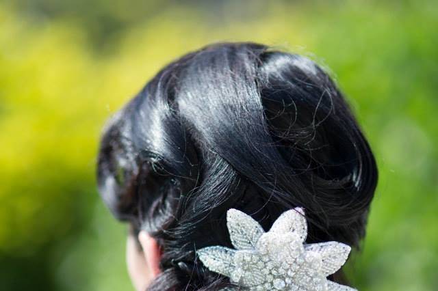 Wedding updo with accessory