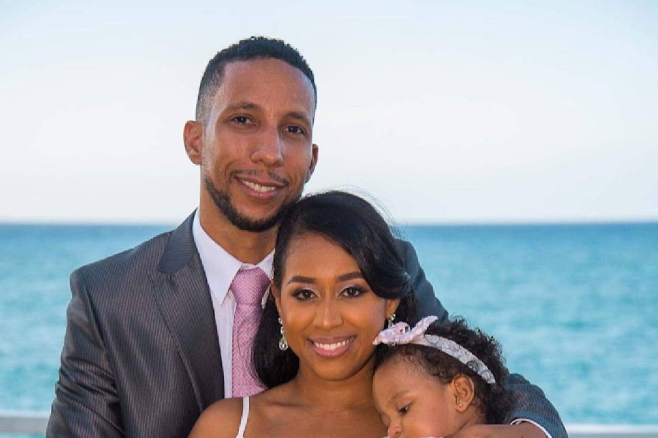 Bride and Groom and baby