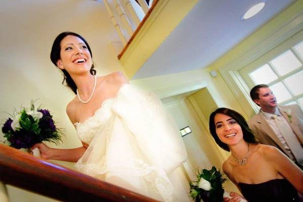 Laura and her maid of honor after the ceremony