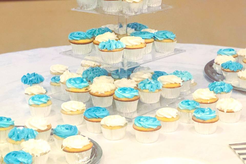 Blue & White Cupcake Tower