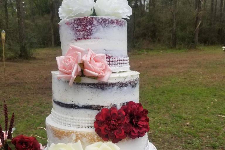 4-tier rustic wedding cake