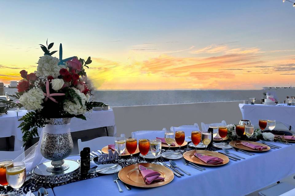 Beachside terrace reception