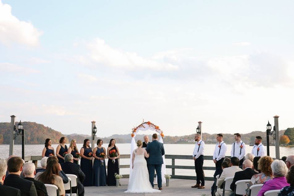 Exchanging vows by the waterfront