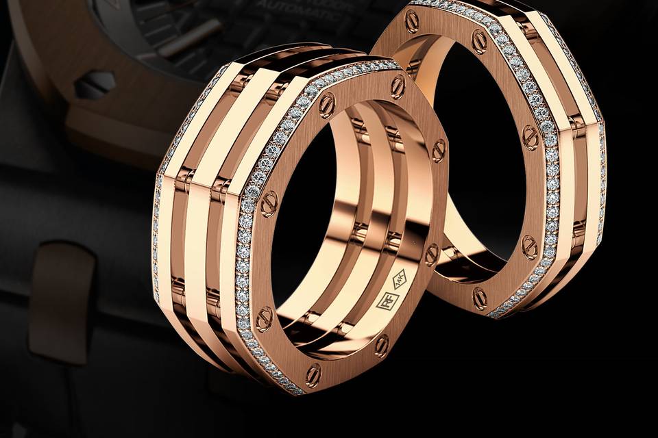 GRANT Men's Rose Gold Wedding Band with Diamonds