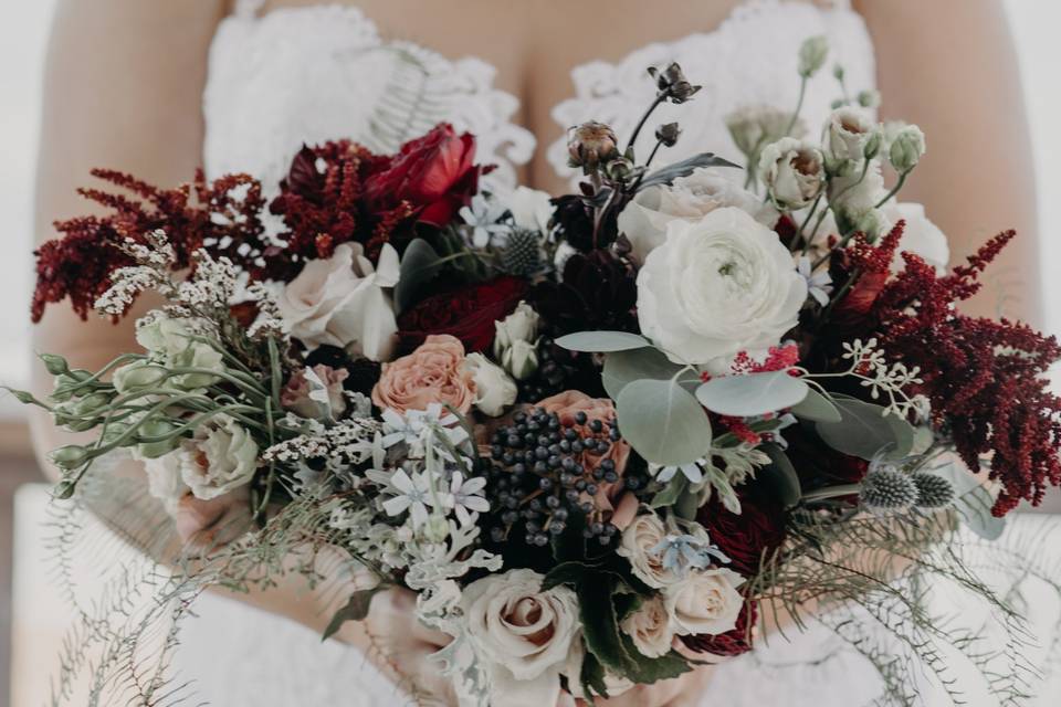 Romantic Deep Red Garden Roses