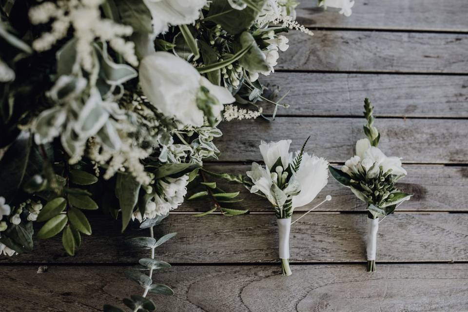 Arrangement and boutonnieres