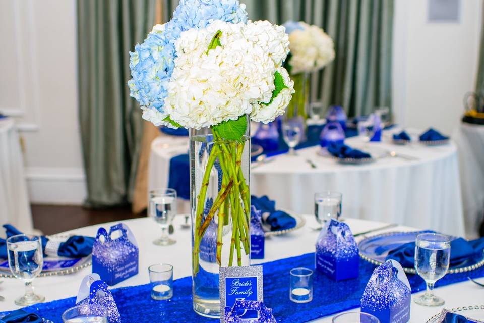 Blue and White Hydrangeas