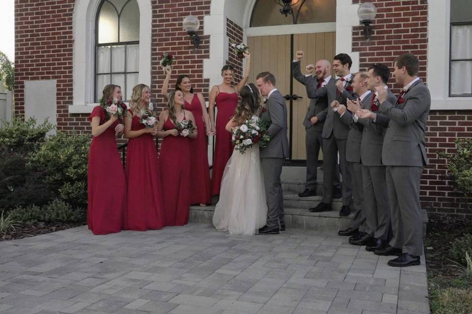 Cheering on the newlyweds