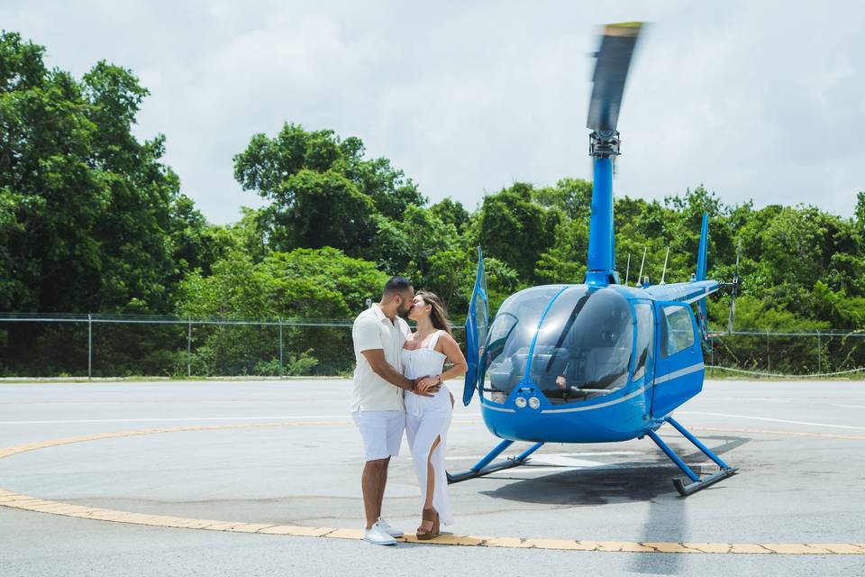 Marriage proposal, helicopter