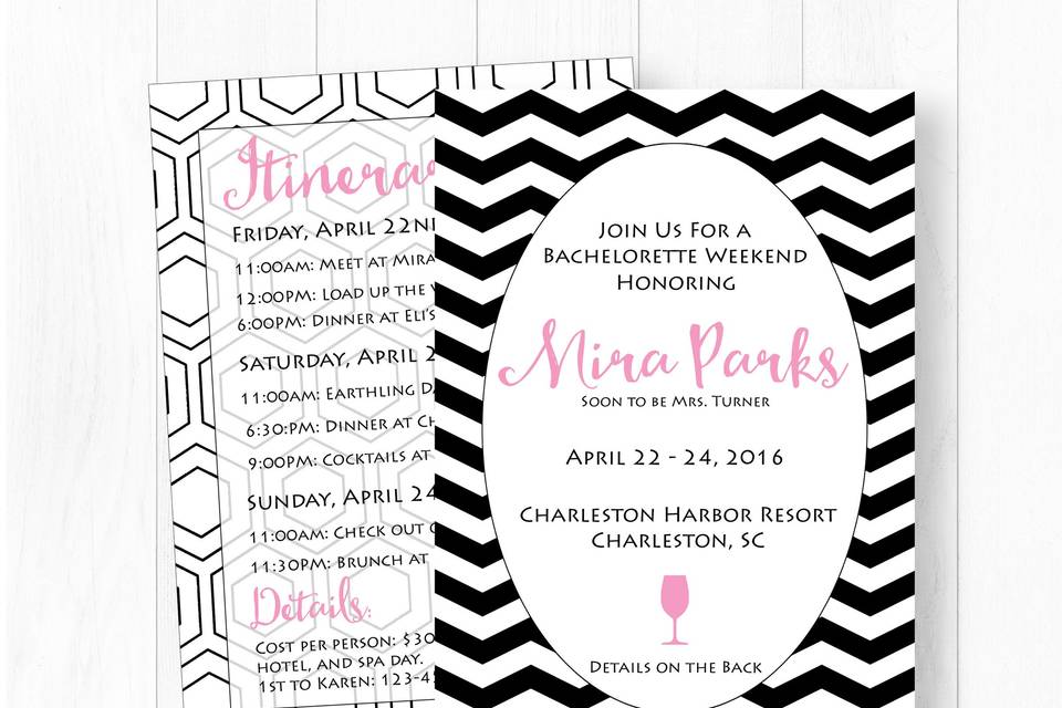 Bachelorette Party Invitation - weekend getaway
Find more wedding shower invitations here: https://www.etsy.com/shop/PaperclutchShop