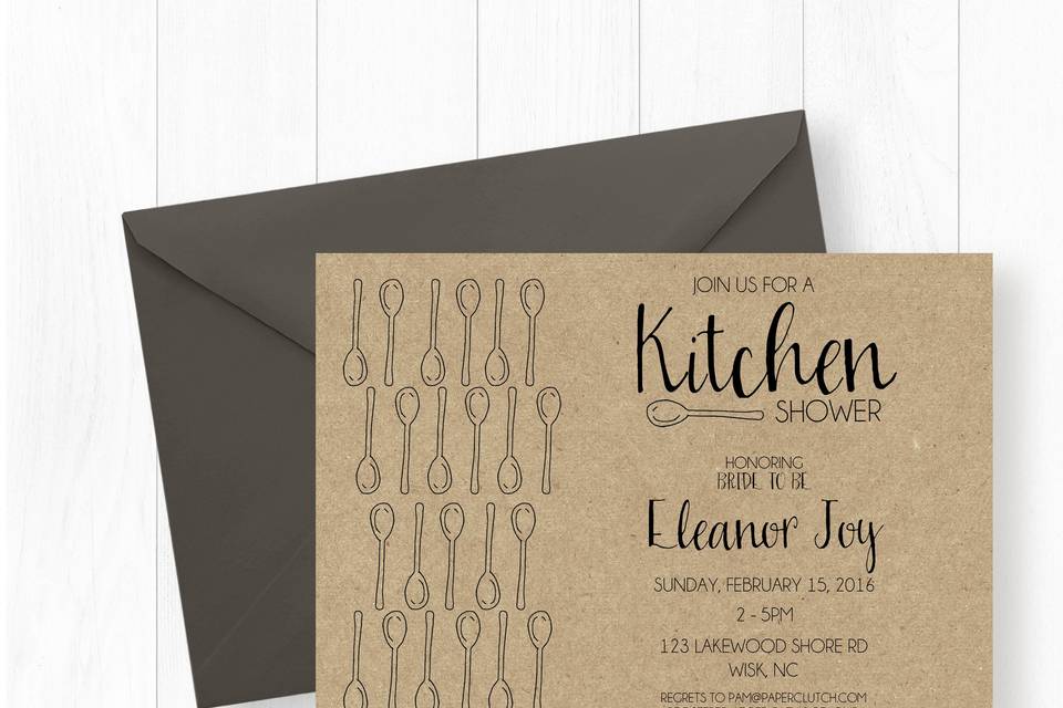 Kitchen Shower - Bridal Shower
Find more wedding shower invitations here: https://www.etsy.com/shop/PaperclutchShop