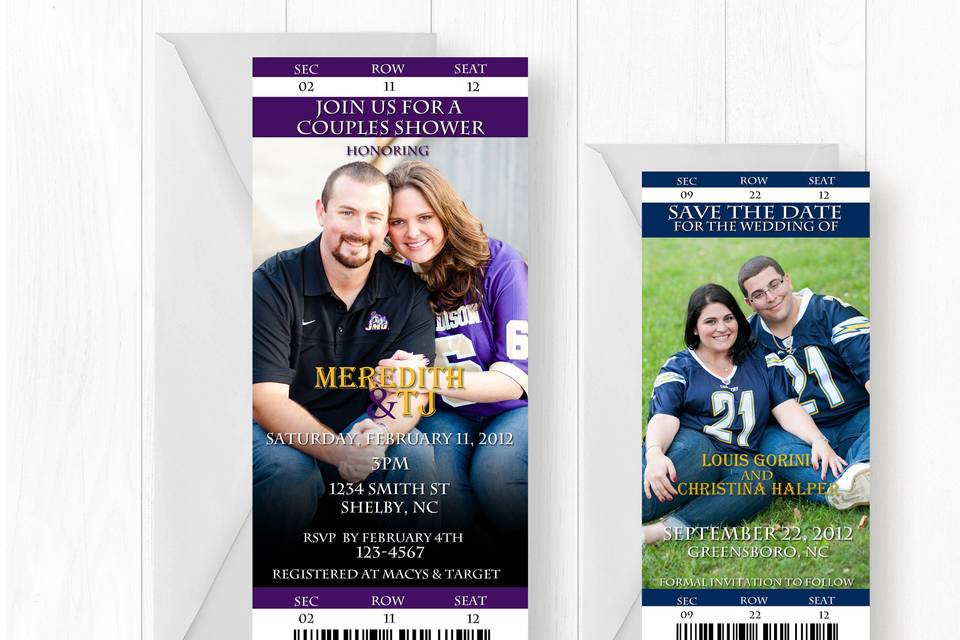 Football Wedding Ticket Invitation With RSVP Postcard Suite -    Ticket  wedding invitations, Sports wedding invitations, Wedding invitations rsvp