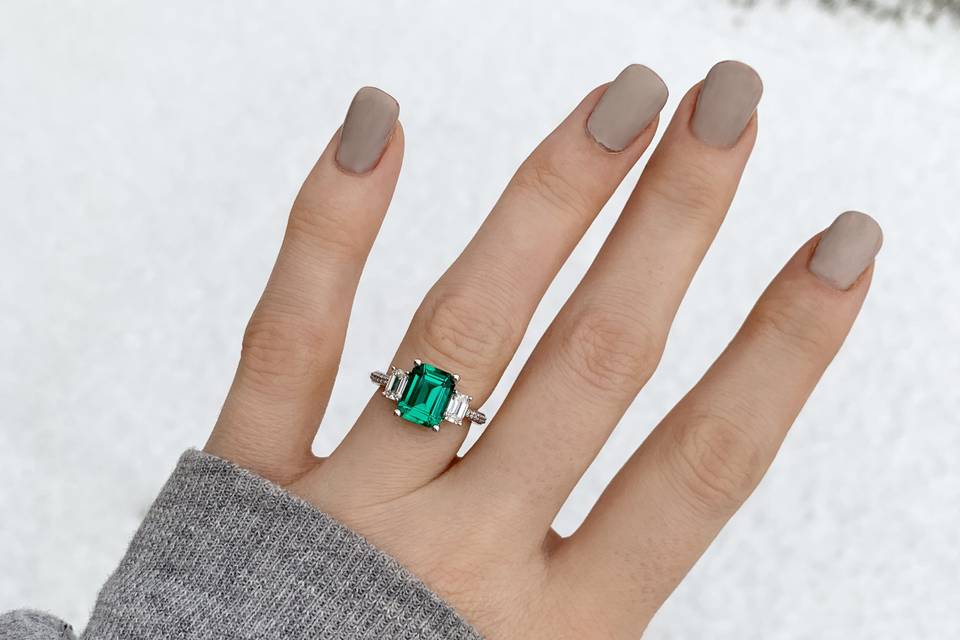 Three-Stone emerald ring