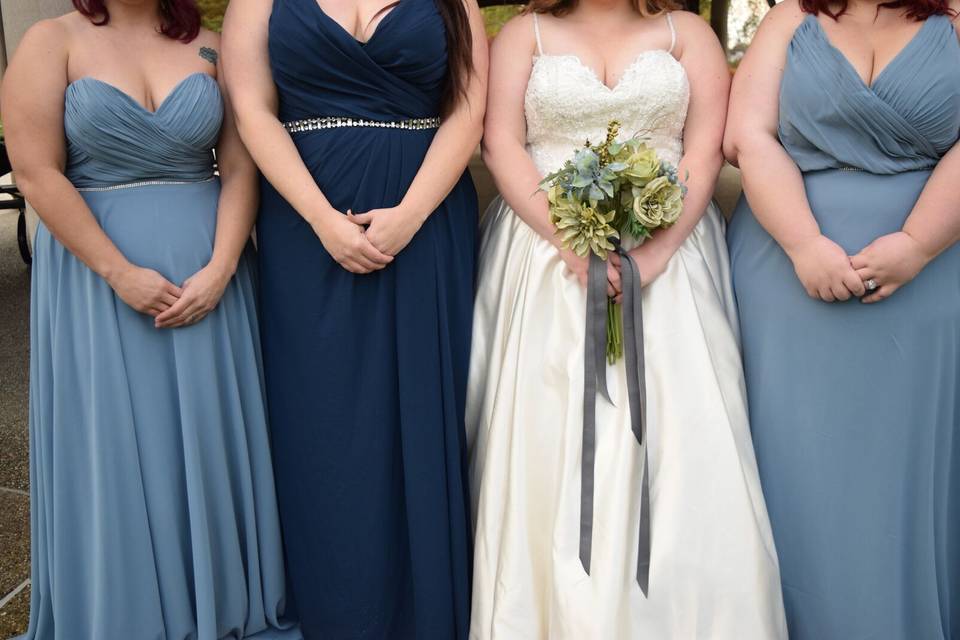 Mix and match bridesmaids